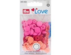 393002 Prym Love Кнопки "Color Snaps" круглые красные, оранжевые, розовые 12,4 мм 30шт.