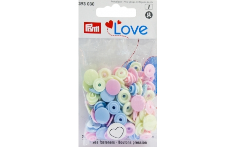 393030 Prym Love Кнопки "Color Snaps" сердце розовое, голубое, жемчужное 13,6 мм 30шт.