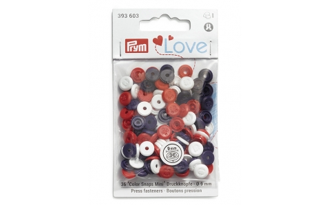 393603 Prym Love Кнопки"Color Snaps Mini"круглые с имитацией стежка d-9мм (36шт.)