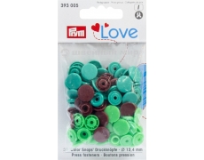 393005 Prym Love Кнопки "Color Snaps" круглые зеленые,светло-зеленые,коричневые 12,4 мм 30шт.